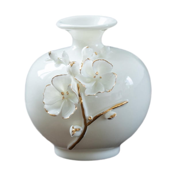 Jarrón de cerámica para flores, arreglo floral, jarrón de porcelana multifuncional, maceta para plantas Blanco