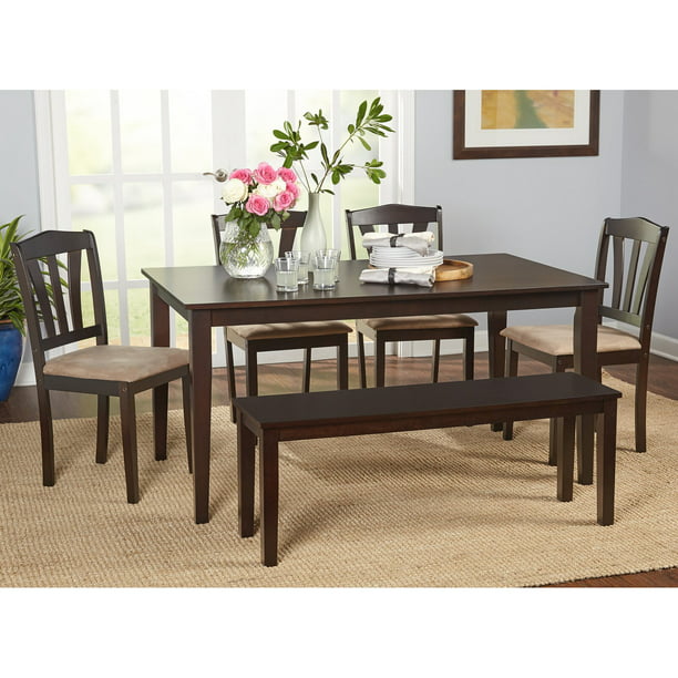 Rubberwood Solid Wood Dining Set, 6 Person Table Dimensions