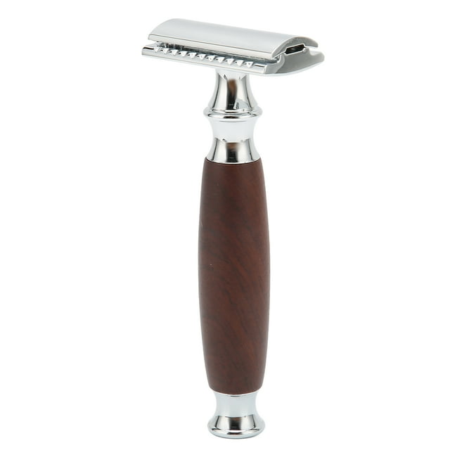 Manual Razor, Professional Sturdy Firm Wear Resistant Wooden Handle Double Edge Safety Razor for Home Salon for Facial Grooming