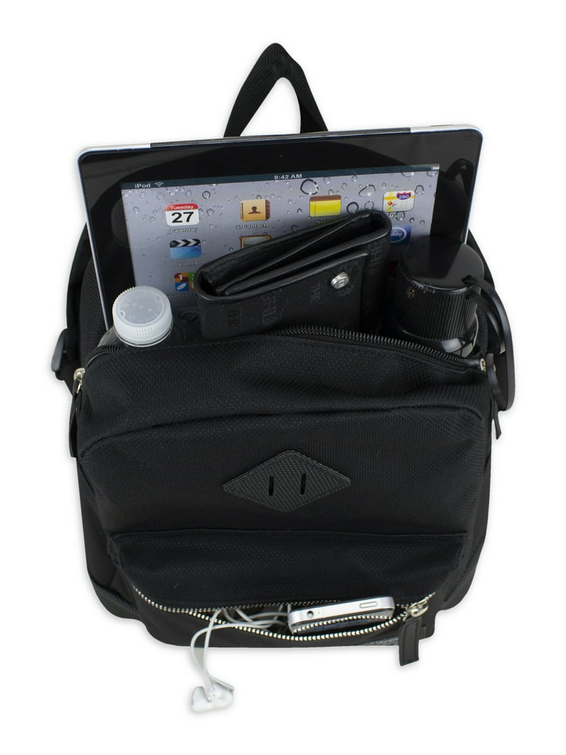 Eastsport Women's Compact Mini Backpack with Tech Sleeve, Black