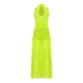 thumbnail image 4 of Oyolan Womens Lyrical Dance Dress Sleeveless Flowy Mesh Slit Hem Maxi Long Skirt Contemporary Dance Fluorescent Yellow XL, 4 of 5