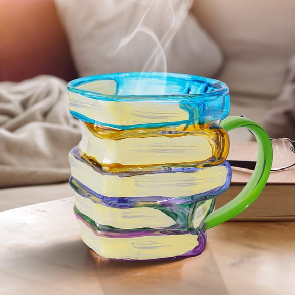 Painted Book Mug, Novelty 3d Painted Books Coffee Mugs, Unique Books Stack Coffee Cup, Collection Gifts For Literature Lovers