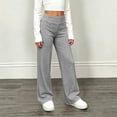 thumbnail image 6 of NEBWOAK Tween Girls Wide Leg Pants High Rise Elastic Waist Comfy Lounge Palazzo Gray,Size 9-10T, 6 of 9