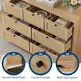 thumbnail image 5 of Natural Rattan 7 Drawer Dresser for Bedroom, Farmhouse Wooden Chest of Drawers, Wide Closet Dresser Storage Organizer for Living Room, Entryway, Hallway, Oak, 5 of 8
