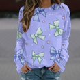 thumbnail image 2 of YUGYXL Pink Bows Sweatshirt for Women Plus Size Loose Blouse Crewneck Fall Winter Fashion Outfits Tops for Women Purple L, 2 of 5