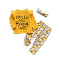 thumbnail image 2 of Conjunto De 3 Piezas De Ropa Para Bebé Niña, Pantalones Little Miss Sassy, ​​Camisetas De Manga Larga Con Letras, Pantalones De Flores Y Diadema (18-24 Meses), 2 of 5