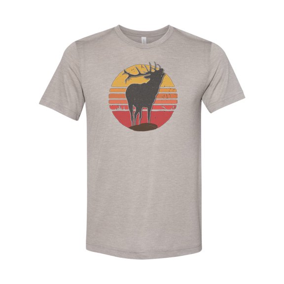 Elk Hunting Shirt, Elk Sunset, Bugling Elk Shirt, Unisex Fit, Gift For Him, Hunting Shirt, Bow Hunting Shirt, Elk Bugle, Father's Day Gift, Heather Stone, MEDIUM