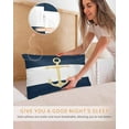 thumbnail image 5 of Hokiten Pillow Cases Queen Size Set of 2, Couch Pillow Covers, Navy Blue Nautical Satin Pillowcases with Zipper for Hair/Skin, Pillow Protector Cover, Gold Boat Anchor Geometric Stripe 20x30 Inches, 5 of 6
