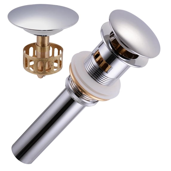 1 5/8in Brass Pop Up Drain w/ Overflow and Tray Chr