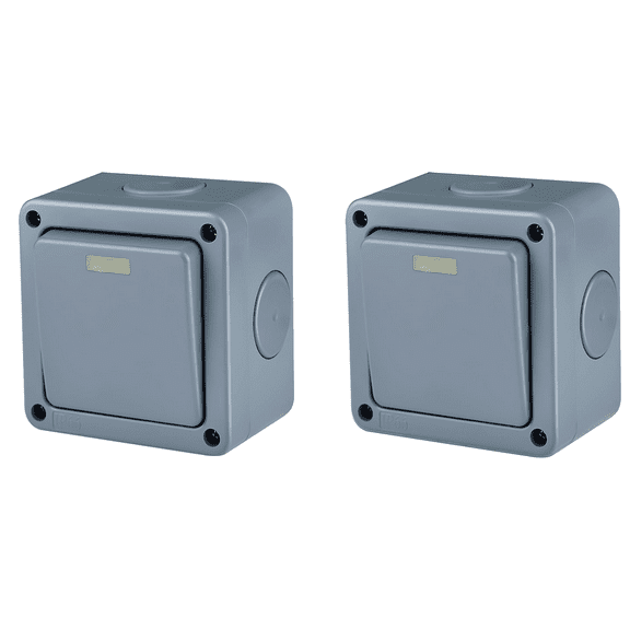 Waterproof Outdoor Light Switch ,GREENCYCLE 2PC 10A 125VAC 1-Gang 2-Way Storm Weatherproof Outdoor Switched 5-Pole Press Single Gang Socket IP66 Rated