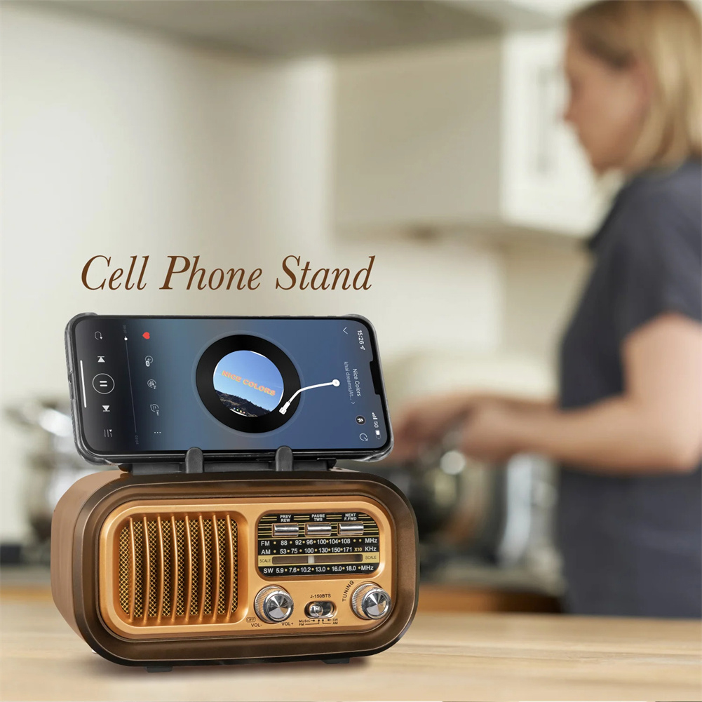 RX-628BTS AM FM Radio Operated By USB Cable/Solar Panels Rechargeable Excellent Reception Portable Radio Multi-function Retro Speaker Radio For Senior Running Walking Home