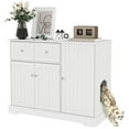 thumbnail image 2 of PawHut Cat Litter Box Enclosure, Hidden Litter Box Furniture Cat House with Drawers, Storage, Anti-tip Kit, 39" x 18" x 31.5", White, 2 of 9