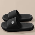 thumbnail image 2 of Mens Slides EVA Lightweight Non Slip One Strap Sandals with Bear Logo for Indoor Outdoor Use Quick Drying (Black),Size 9, 2 of 6