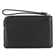 Coach Women's Small Pebbled Leather Corner Zip Wristlet (Black)