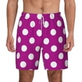thumbnail image 2 of Picia Purlpe And White Polka Dot pattern Mens Swim Trunks with Compression Liner Stretch Beach Shorts Quick Dry with Zipper Pockets No-Chafing Board Shorts-Large, 2 of 9