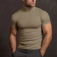 thumbnail image 2 of WTXUE T-Shirts Short Sleeve, Mock Neck Shirts for Men Male Summer Solid T Shirt Blouse Turtleneck T Shirt Solid | Casual for Men Khaki L, 2 of 8