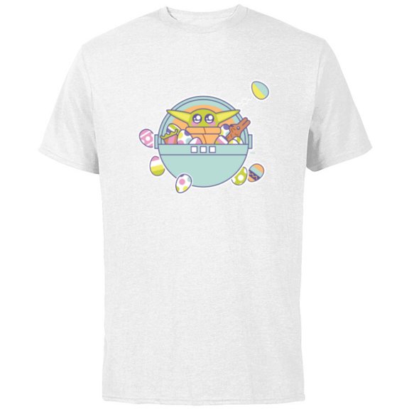 Star Wars The Mandalorian Grogu Easter Egg-Citement - Short Sleeve Cotton T-Shirt for Adults - Customized-White
