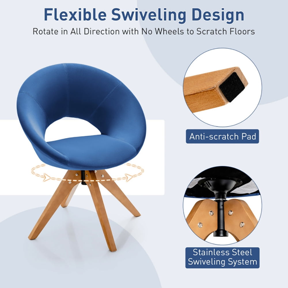 Finihen Swivel Accent Chair, Swivel Chair with Oversized Upholstered Seat, for Home, Office, Blue