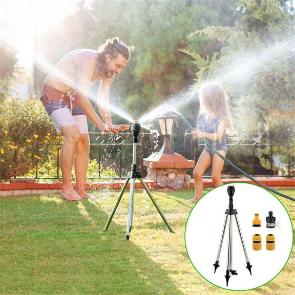 BiFandian Rotating Tripod Sprinkler, W/Tripod Rotation Water Spray, 360 Degree Automatic Rotating Sprinkler, Telescoping Tripod Automatic Rotating Sprinkler for Large Area Yard Garden Lawn