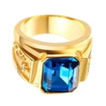 thumbnail image 2 of Anillo de oro Hugo grabado en oro con personalidad y piedra preciosa Gema Azul US9, 2 of 10