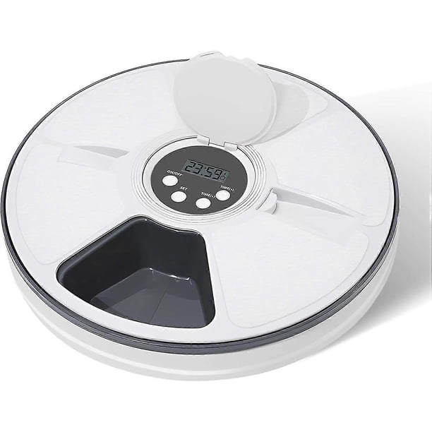 SCSYV Automatic Cat Feeder Wet Food/Dry Food, 6 Meal Timed Pet Feeder Easily Programmable & Easy to Clean, Auto Feeder for Cats/Small Dogs