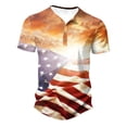 thumbnail image 2 of Nrmvnmi Men's Henley Patriotic Shirts American Flag Short Sleeve Casual Basic Tee Summer Button Henley Soild T Shirts Independence Day, 2 of 5