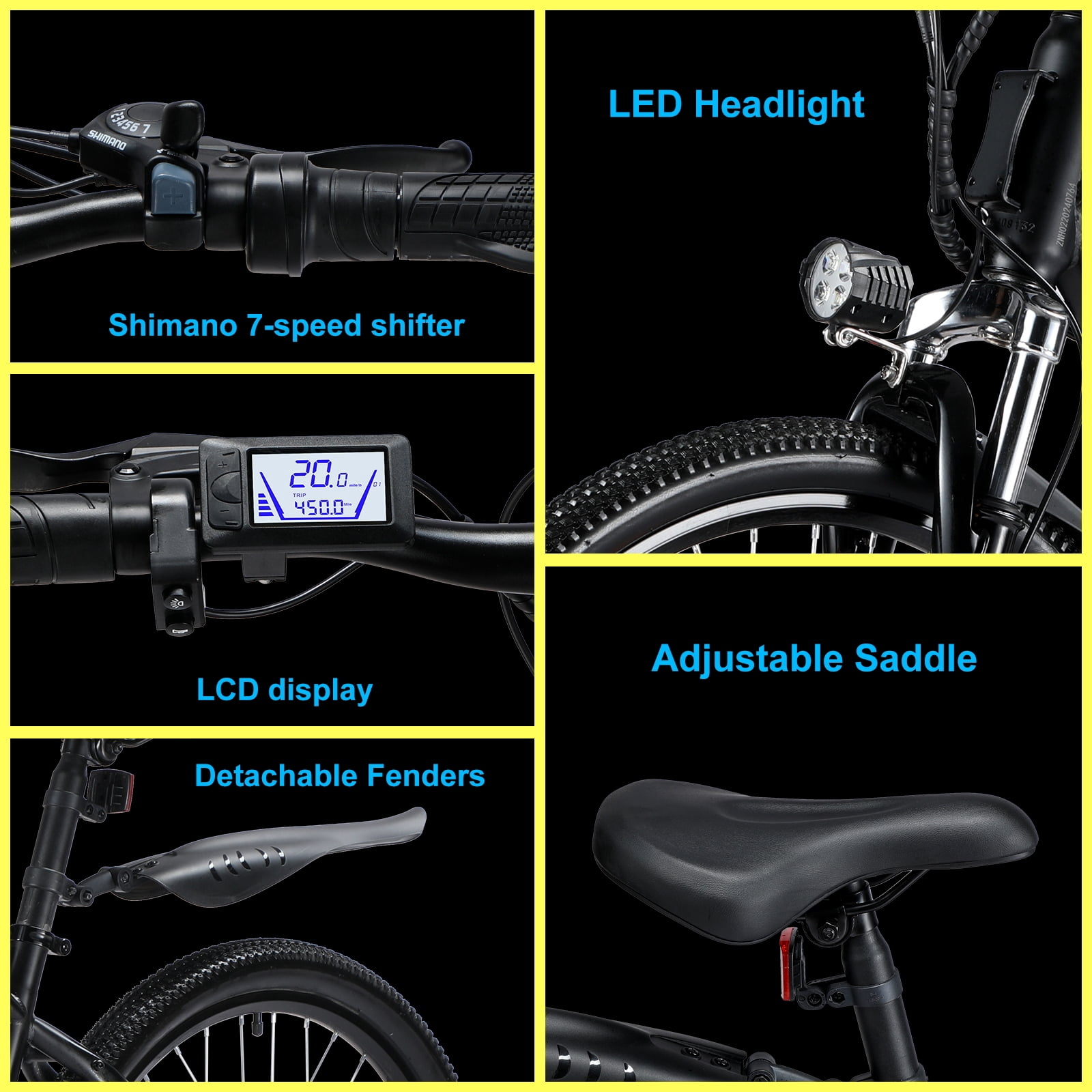 ZNH Electric Bike for Adults, 500W Motor, 26" Commuting E-Bike with Hidden 374.4Wh Battery, 7-Speed Gear, LCD Display, UL 2849