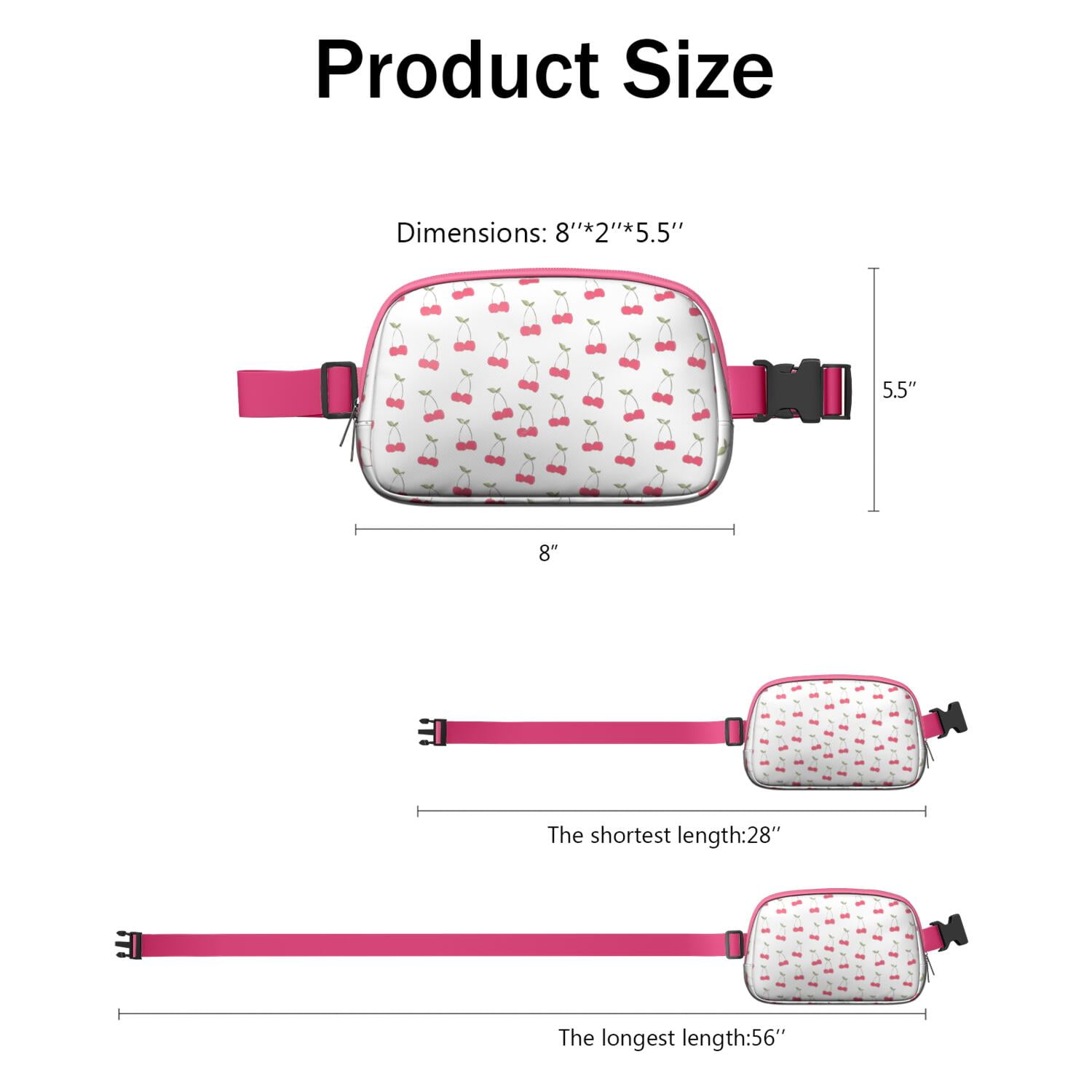 Cute Cherries Belt Bag – Sweet Fruit Fanny Pack with Red & Pink Aesthetic Print for Summer Vibes