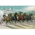 thumbnail image 2 of Currier and Ives 32x23 Black Ornate Wood Framed with Double Matting Museum Art Print Titled - A Dash for the Pole, 2 of 4