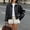Black, variant on Women Oversized Lapel Collar Zip Up Faux Leather Jacket Drop Shoulder Loose Fit Short Bomber Coat Solid Black Motorcycle Outerwear for Spring Fall