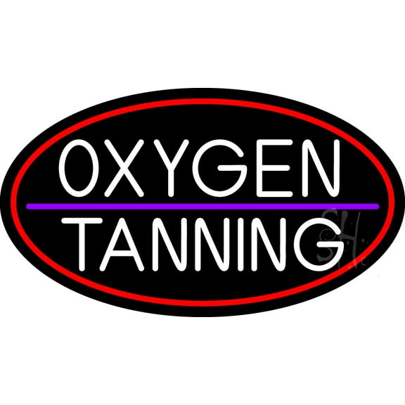 Oxygen Tanning LED Neon Sign 20 x 37 - inches, Black Square Cut Acrylic Backing, with Dimmer - Bright and Premium built indoor LED Neon Sign for Defence Force.