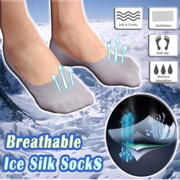 AWASD 3 Pairs Summer Cooling Ice Silk Socks for Mens Womens Fashion Breathable Ice Silk No Show Socks Soft Non-Slip Thin Sports Low Cut Casual Socks (One Size Color White)