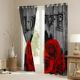 thumbnail image 3 of Red Rose 30%-50% Blackout Curtains 42"Wx63"L Red Black Valentine'S Day Window Curtains Women Men Couple,Romantic Floral Window Curtains Rustic Farmhouse Window Treatments 2 Panels Grey, 3 of 6