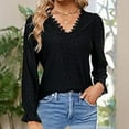 thumbnail image 4 of Uaswgudfs Womens Tops V Neck Long Sleeve Shirts for Women Fall Fashion Eyelet Tunics Casual Black Blouses L, 4 of 8