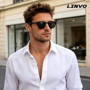 LINVO Polarized Sunglasses for Men and Women Club Semi-rimless Retro Shades for Driving UV 400 Protection-2 Pack
