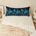 thumbnail image 3 of Long Body Pillow Cover/Case with Hidden Zipper, Glowing Blue & Green Mushroom Pattern Printed, 20x54 inches, 3 of 7