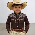thumbnail image 2 of Byoo Toddler Boys Summer Vintage Western Button Down Shirt Embroidered Cowboy Casual Long Sleeve Tops, 2 of 4
