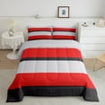 thumbnail image 2 of Erosebridal Geometric Stripes Comforter Sets Queen Size,Grey Red Bedding Queen Comforter Set,Abstract Artwork Bedding Sets Queen with Comforter,Breathable Lines Room Decoration,Reversible,3 Pieces, 2 of 8
