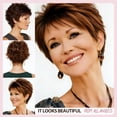 thumbnail image 3 of XIEANDKONG Short Bob Wig with Bangs, Synthetic Brunette Pixie Cut Layered Wig for Women, 3 of 7