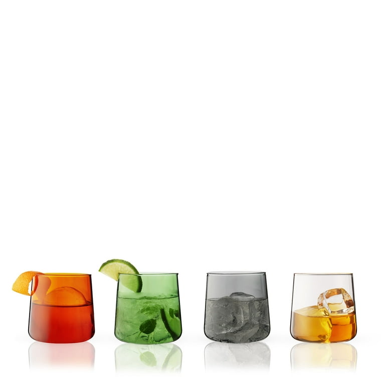 Viski Aurora Tumblers Amber Colored Wine Glasses, Tinted Fun Cocktail  Drinkware, Dishwasher Safe, 10.5 Oz, Set of 2