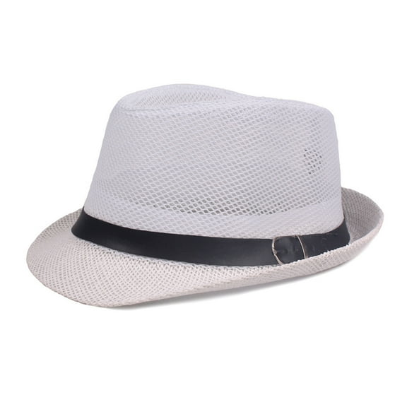 Mightlink Men Fedora Wide Brim Mesh Spring Summer Pure Color Low-profile Sunshade Hat for Outdoor