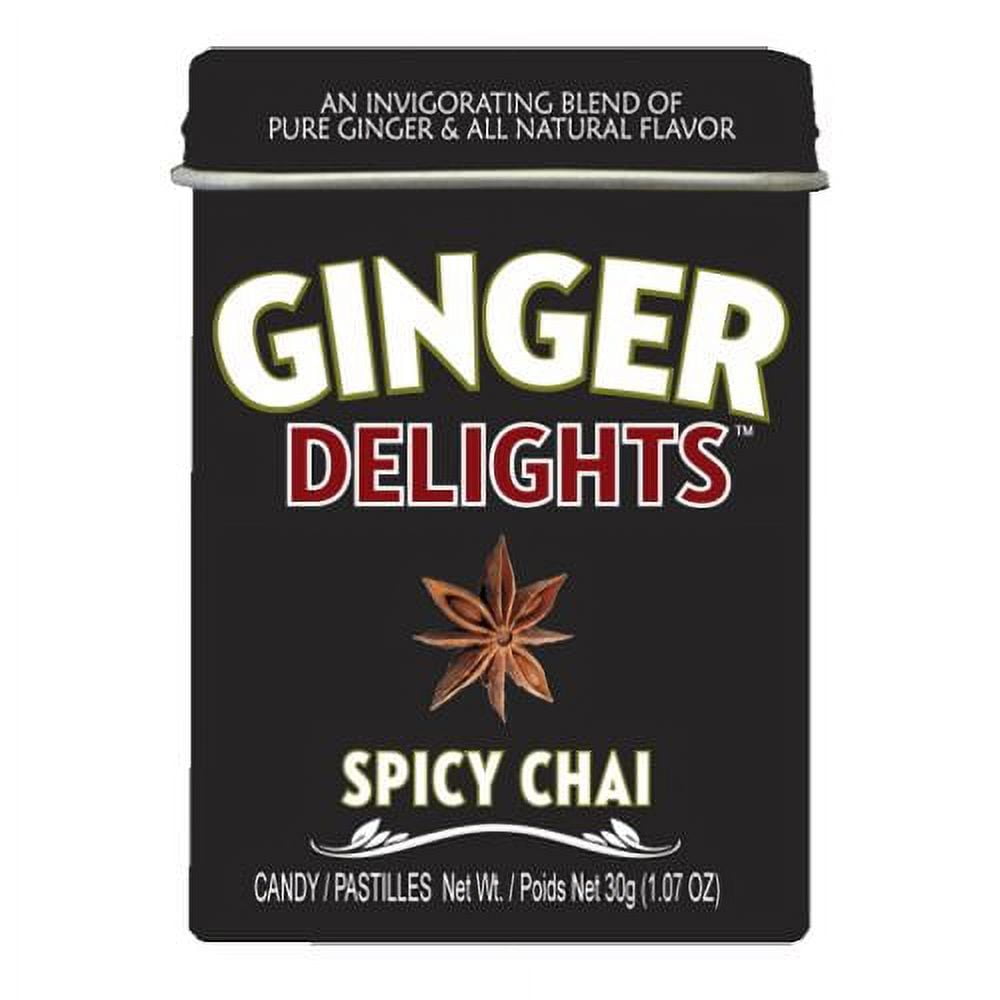 Big Sky Ginger Delights Hard Candy, Spicy Chai, 1.07 Ounce Tin - 12 Count Display Box