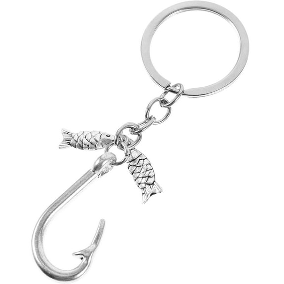 LABSERRON 1Pack Keychain Accessories Fishing Fish Hook Pendant For Men And Fishing Hobbyists