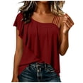 thumbnail image 6 of Posijego Ruffle Tank Tops for Women One Shoulder Elegant Blouses Casual Summer Shirts Sleeveless Stretch Slim Tank Tops, 6 of 9