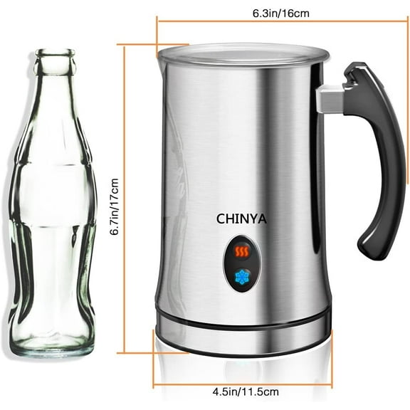 Automatic Milk Frother with Foam Density Feature - Silver, for Coffee, Cappuccino & Breakfast