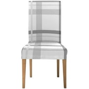 ZHANZZK Grey Stripped Textile Pattern Stretch Chair Cover Protector Seat Slipcover for Dining Room Hotel Wedding Party Set of 1