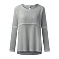 thumbnail image 2 of Gibobby suéteres de invierno de punto Camisas casuales de manga larga para mujer, cuello Rojoondo, camiseta holgada, camisetas de punto caladas (Gris, L), 2 of 5
