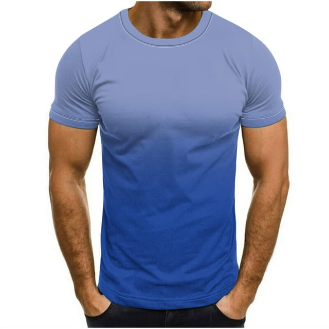Camisetas de Cuello de la Tripulación de los Hombres de Poliéster Impreso en Seco Rápido, Cuello Redondo de Corte 3D para Gimnasio, Carrera, Ciclismo Y Desgaste Informal