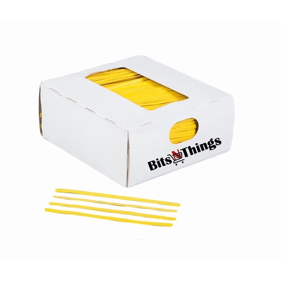 Bits N Things Twist Ties for Bags | Bulk 2000 Pack with Dispenser Box | 4" Coated Wire Ties Reusable Bread (Yellow)