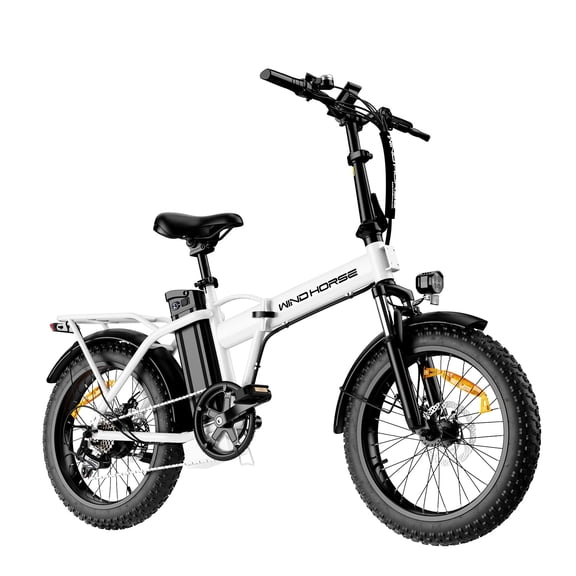 Foldable Electric Bike for Adults, 983W Peak Motor, Up to 70 Mile Range, 20 MPH, 48V Removable Battery, 20" Fat Tire All-Terrain Ebike with Shimano 7-Speed, Front Suspension, White